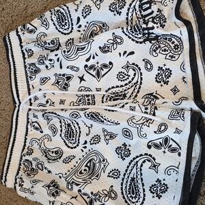 Vision Mesh Light Black And Blue Paisley Workout Shorts Size XS